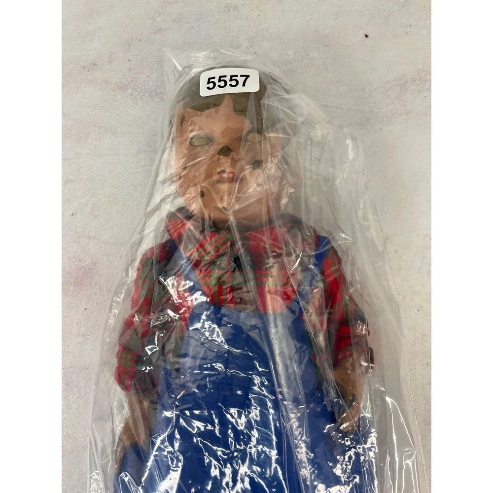 Metal Tin Vintage Antique Doll Creepy Large Eyes Move Cast Rare Boy‎ Guy